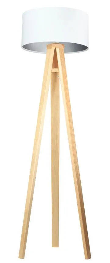 Lampa stojąca HOME 40 biała/srebrna/sosna