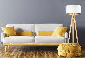 Lampa stojąca HOME 50 biała/złota/sosna