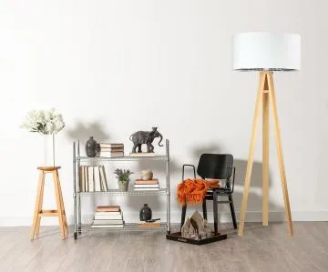 Lampa stojąca HOME 50 biała/pepitka/sosna