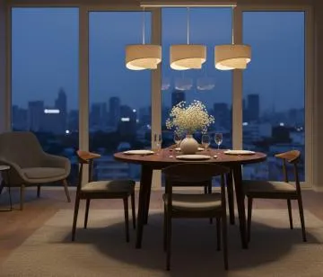 Lampa wisząca na listwie BOHO-CHIC JUTA L3 kremowa/beżowa