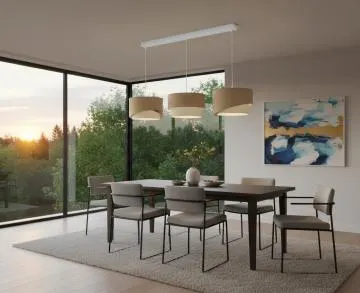 Lampa wisząca na listwie BOHO-CHIC JUTA L3 MIX beżowa/kremowa