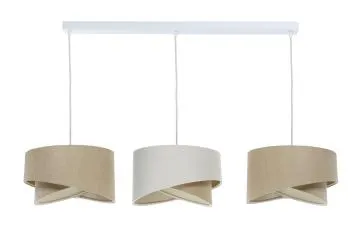 Lampa wisząca na listwie BOHO-CHIC JUTA L3 MIX beżowa/kremowa asymetryczna