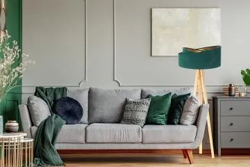Lampa stojąca GEMSTONE zielona/sosna