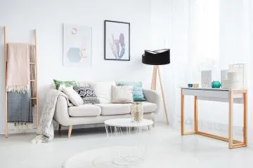 Lampa stojąca GEMSTONE czarna/srebrna/sosna