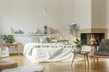 Lampa stojąca GEMSTONE szara/biała/sosna
