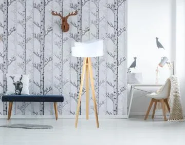 Lampa stojąca GEMSTONE biała/sosna