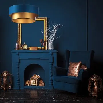 Lampa wisząca DOUBLE BLUE 60 granatowa/złota