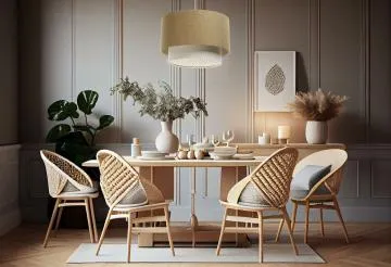 Lampa wisząca ERUTAN DOUBLE RATTAN 50 żółta/kremowa