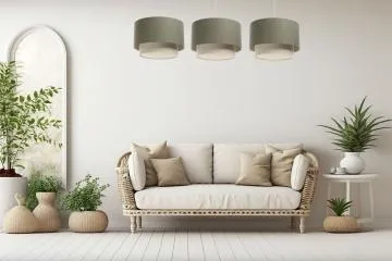 Lampa wisząca ERUTAN DOUBLE RATTAN 40 zielona/kremowa