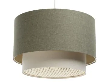 Lampa wisząca ERUTAN DOUBLE RATTAN 40 zielona/kremowa