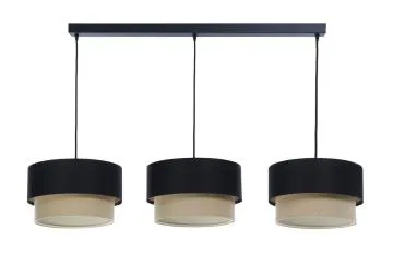 Lampa wisząca na listwie BOHO-CHIC JUTA L3 czarna/beżowa