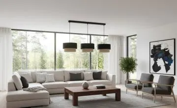 Lampa wisząca na listwie BOHO-CHIC JUTA L3 czarna/beżowa