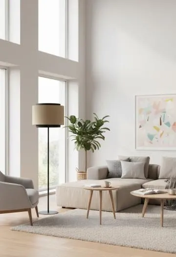 Lampa stojąca ASU II beżowa/czarna