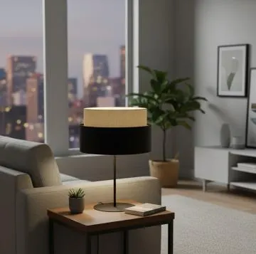 Lampa stołowa ASU I czarna/beżowa