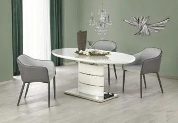 Stół ASPEN 140(180)x90 biały/srebrny rozkładany