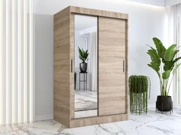 Szafa przesuwna MODUO COMFORT 120 dąb sonoma z lustrem po lewej