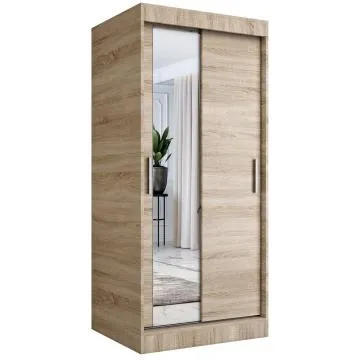 Szafa przesuwna MODUO COMFORT 90 dąb sonoma z lustrem po lewej