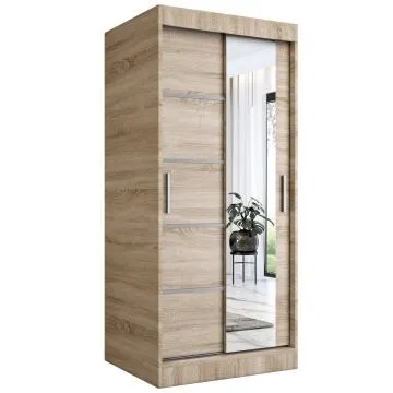 Szafa przesuwna MODUO COMFORT 2 90 dąb sonoma z lustrem