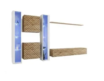 Meblościanka SWITCH LAMEL XVI dąb wotan/biała