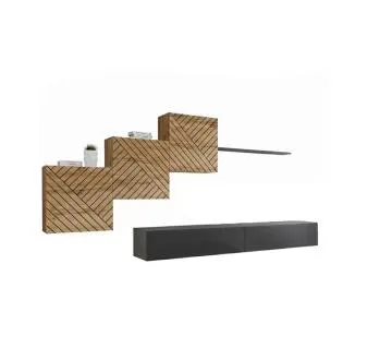 Meblościanka SWITCH LAMEL X dąb wotan/szara