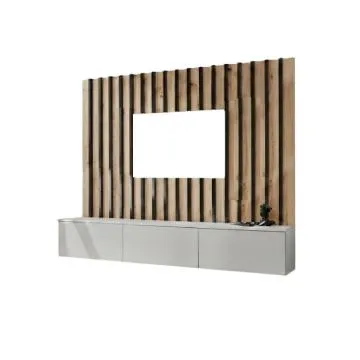 Szafka RTV VERTI 180 perla gray + panel ścienny