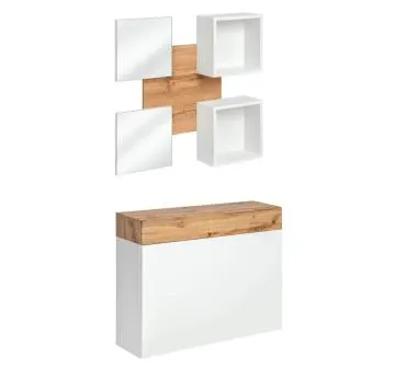 Zestaw mebli do przedpokoju EASY V biały mat/dąb wotan