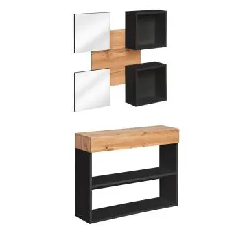 Zestaw mebli do przedpokoju EASY IV czarny mat/dąb wotan