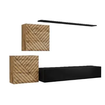 Meblościanka SWITCH LAMEL V dąb wotan/czarna