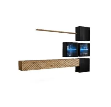 Meblościanka SWITCH LAMEL XIX czarna/dąb wotan