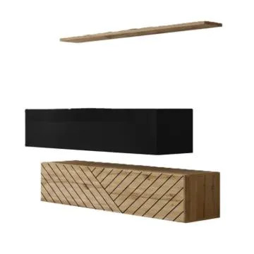 Meblościanka SWITCH LAMEL SB2 dąb wotan/czarna