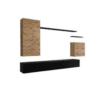 Meblościanka SWITCH LAMEL II dąb wotan/czarna