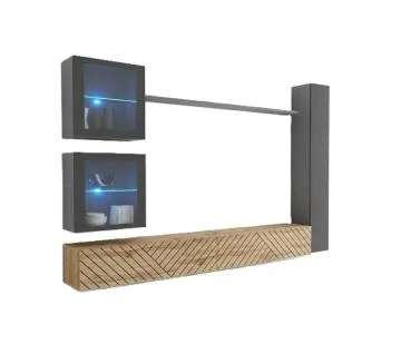 Meblościanka SWITCH LAMEL XVIII szara/dąb wotan