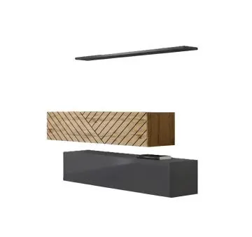 Meblościanka SWITCH LAMEL SB2 szara/dąb wotan