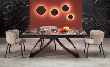 Stół rozkładany HILARIO 180(260)x90 czarny marmur/czarny