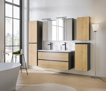 Szafka łazienkowa MONAKO GREY OAK 811 40cm szary/dąb z koszem