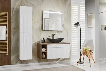 Szafka pod umywalkę nablatową ICONIC WHITE 80cm zestaw z blatem
