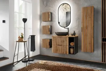 Szafka łazienkowa XILO BLACK WOTAN 80 35cm czarna/dąb