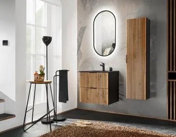 Szafka pod umywalkę XILO BLACK WOTAN 82 80cm czarna/dąb