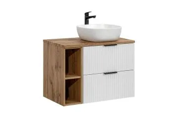 Szafka pod umywalkę nablatową ADEL WHITE 82 60cm biała - zestaw 80cm z regałem i blatem
