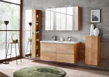 Szafka łazienkowa CAPRI 842 60 cm dąb z lustrem