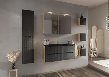 Szafka pod umywalkę LUXOR BLACK 82-60-2S 60cm dąb olejowany/czarna