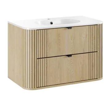 Szafka pod umywalkę OVALIA CREMONA 2S 80cm dąb cremona z umywalką wpuszczaną PURE