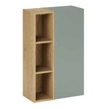 Szafka łazienkowa ASTER GREEN 1D 30cm zielony mat/dąb cremona zestaw 50cm z regałem