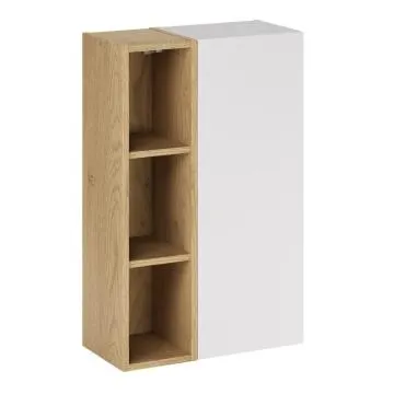 Szafka łazienkowa ASTER WHITE 1D 30cm biały mat/dąb cremona zestaw 50cm z regałem