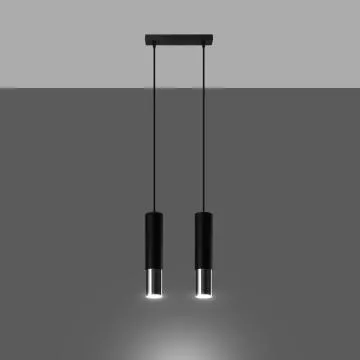 Lampa wisząca LOOPEZ 2 czarna/chrom