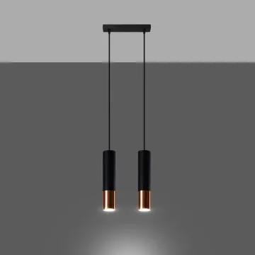 Lampa wisząca LOOPEZ 2 czarna/miedź