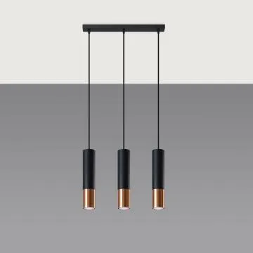 Lampa wisząca LOOPEZ 3L czarna/miedź