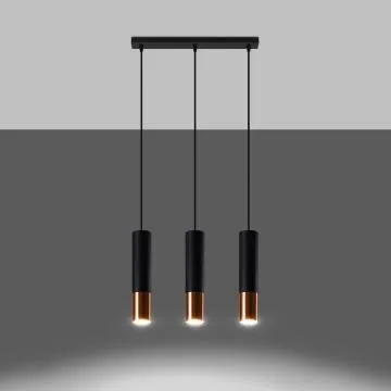 Lampa wisząca LOOPEZ 3L czarna/miedź