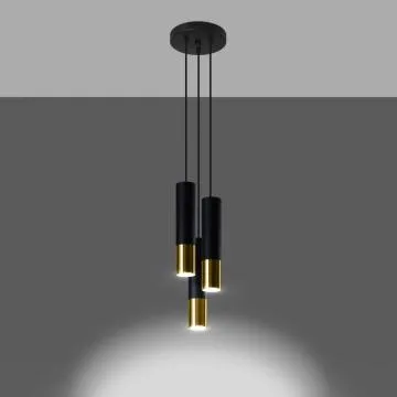 Lampa wisząca LOOPEZ 3P czarna/złoty