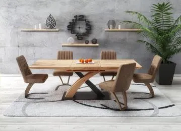 Stół SANDOR 3 160(220)x90 dąb złoty/czarny rozkładany